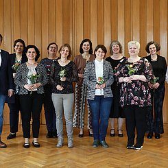 Absolventinnen des Masterstudiengangs Geragogik an der Pädagogischen Hochschule Karlsruhe. Foto: Sofia Vinnichenko/PHKA